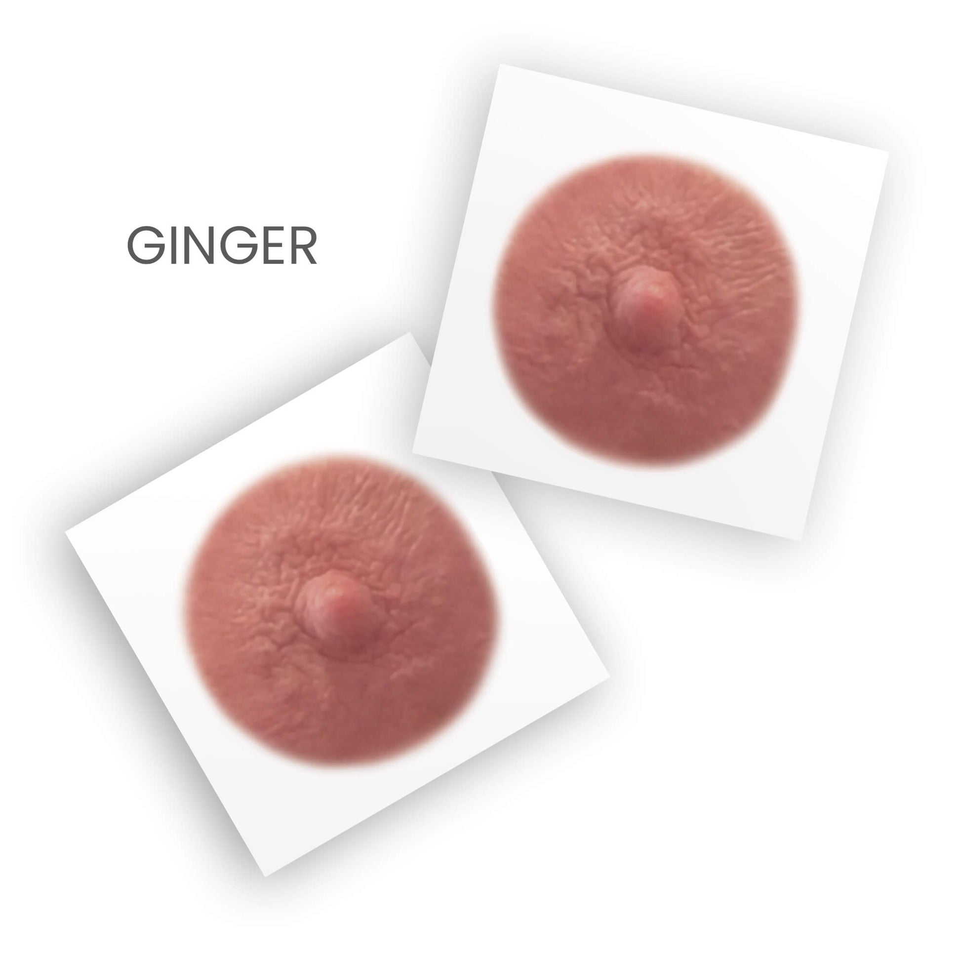 Pair of post mastectomy temporary nipple tattoos  for women who've undergone mastectomies due to breast cancer in ginger shade