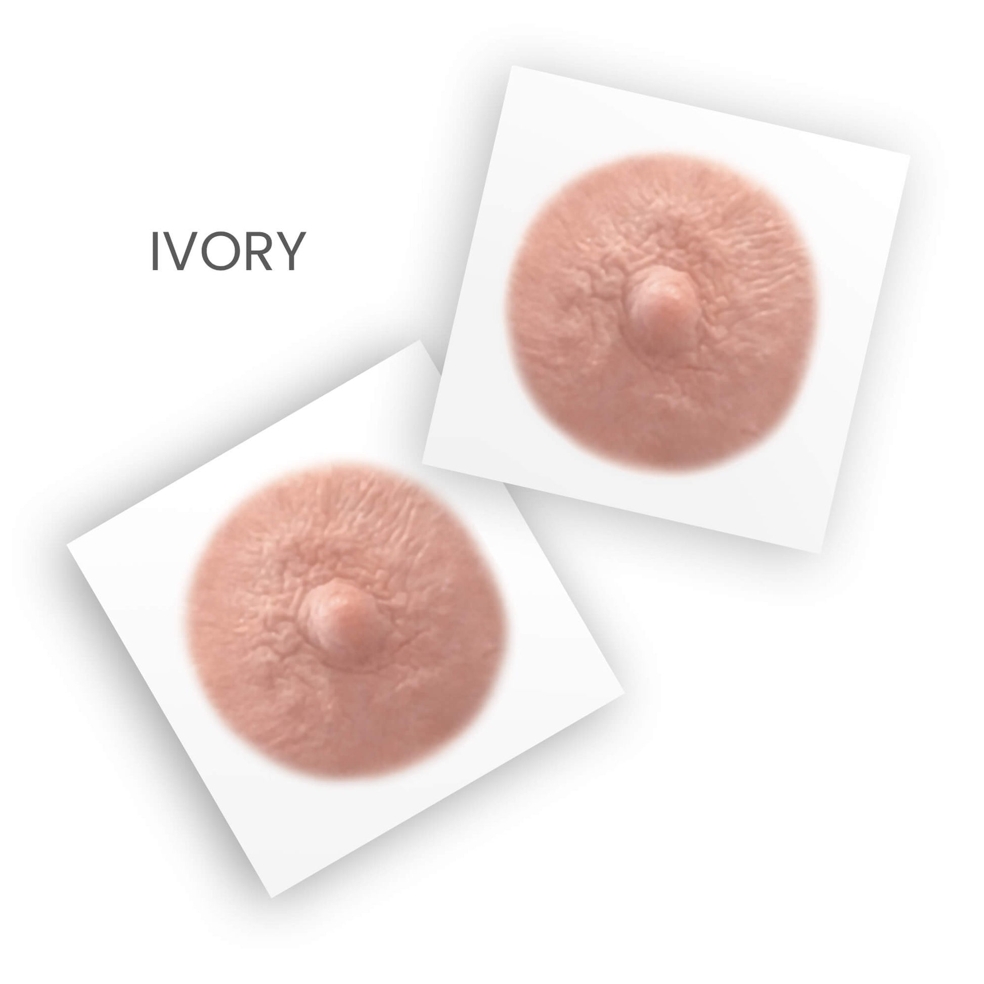 Pair of post mastectomy temporary nipple tattoos for women who've undergone mastectomies due to breast cancer in ivory shade