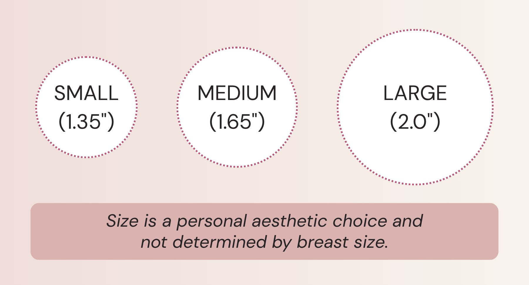 Temporary nipple tattoo sizes: Small 1.35 inches, Medium 1.65 inches and Large 2.0 inches