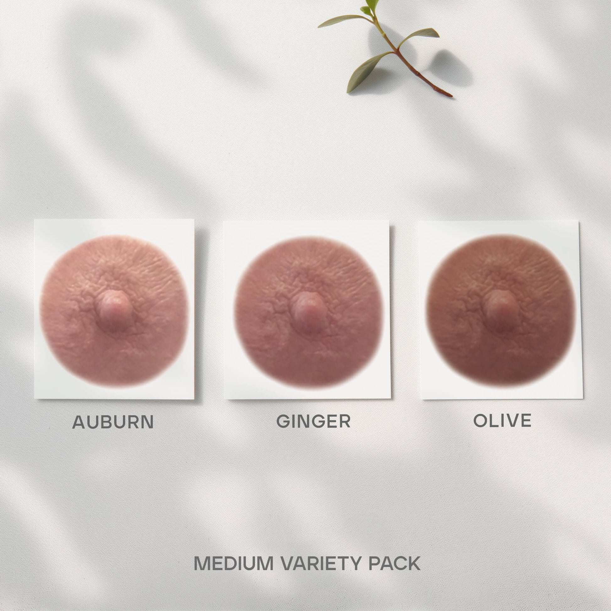 TataTattoos temporary tattoos Medium Variety Pack in shades Auburn Ginger and Olive for women who've undergone mastectomies due to breast cancer