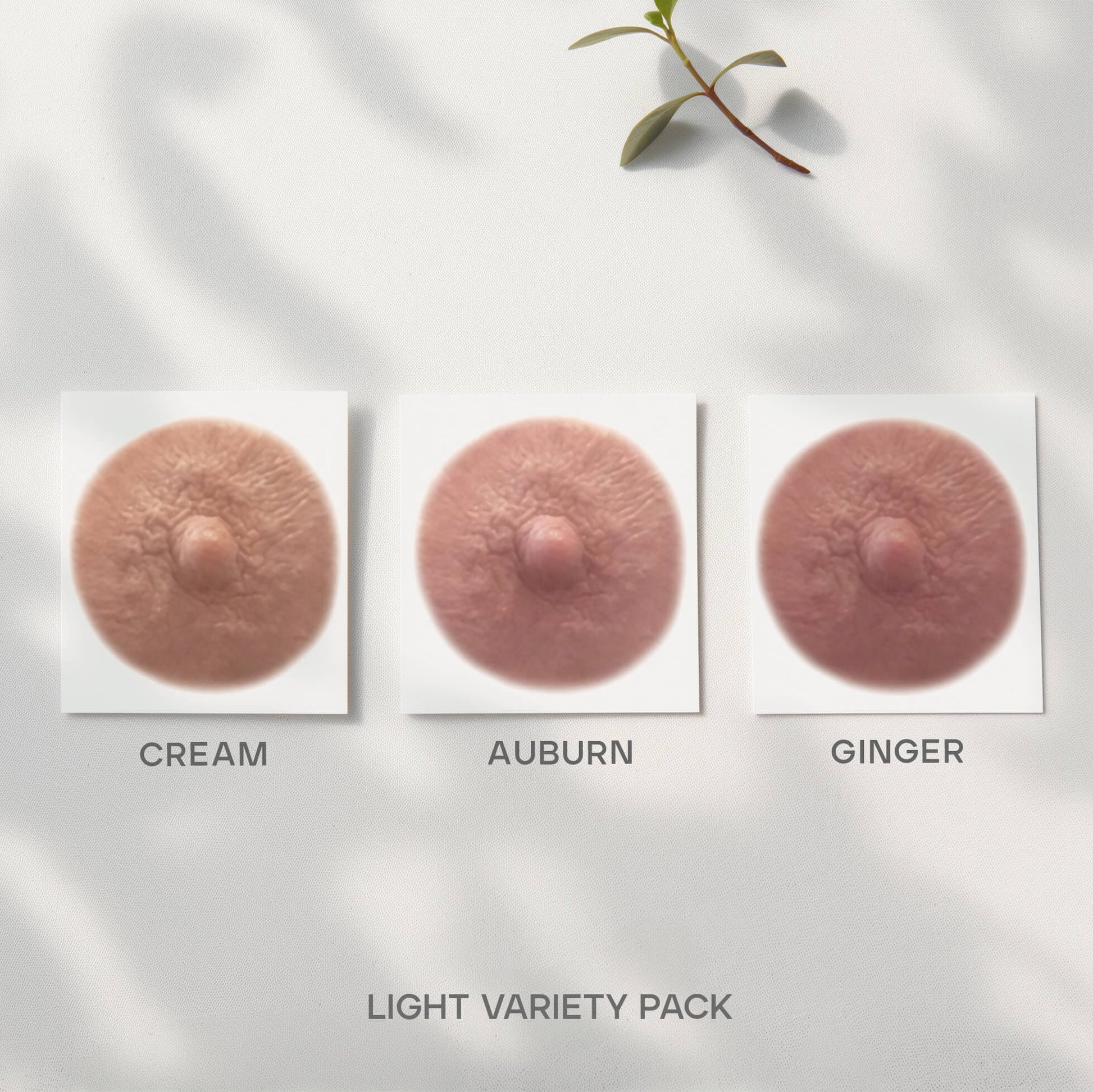 TataTattoos temporary tattoos Light Variety Pack in shades Cream Auburn and Ginger for women who've undergone mastectomies due to breast cancer