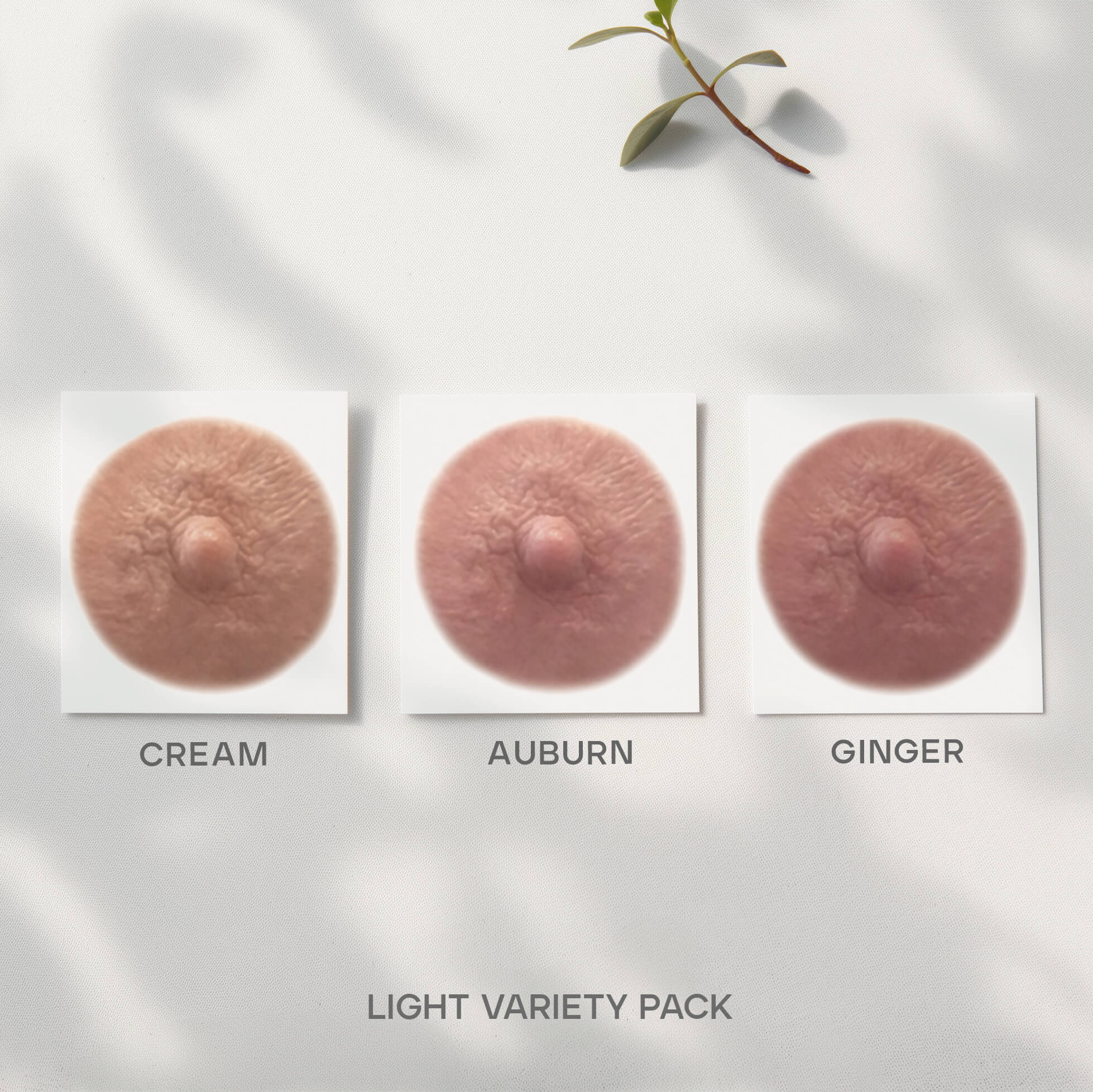 TataTattoos temporary tattoos Light Variety Pack in shades Cream Auburn and Ginger for women who've undergone mastectomies due to breast cancer