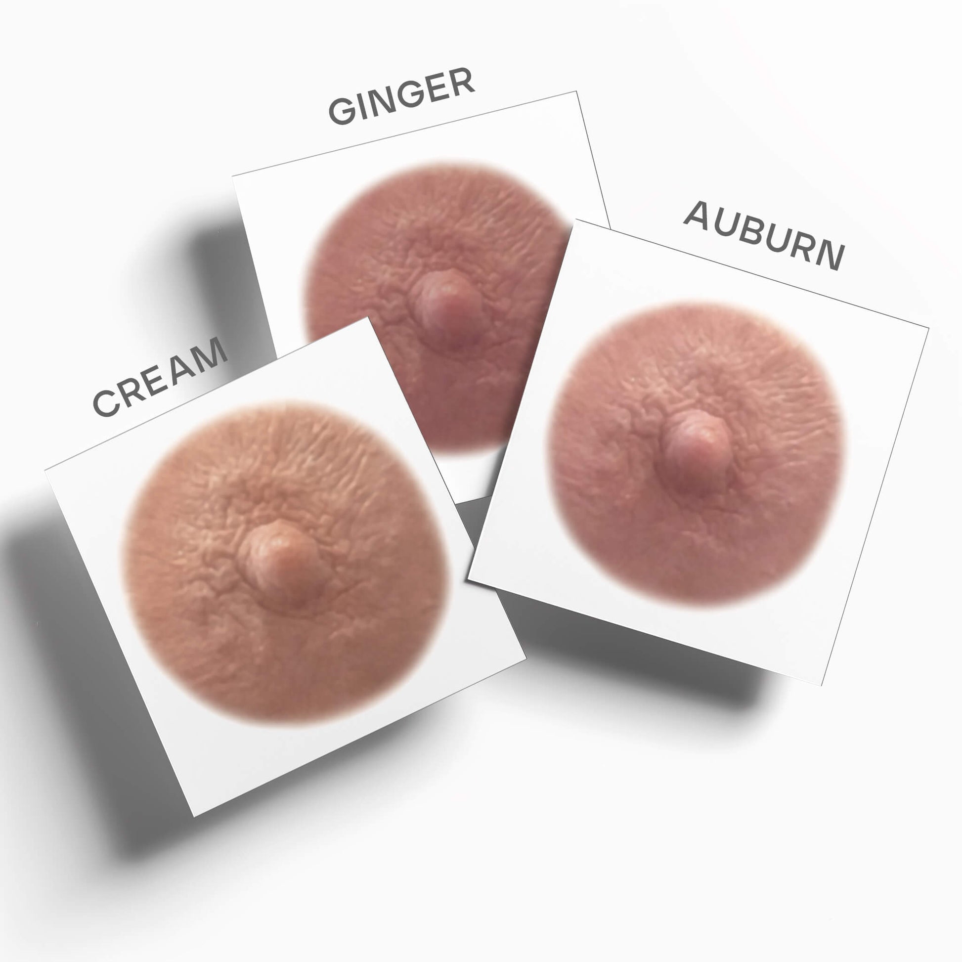 TataTattoos Medium Variety Pack of temporary areola nipple tattoos in shades Crean Auburn and Ginger  for women who've undergone mastectomies due to breast cancer